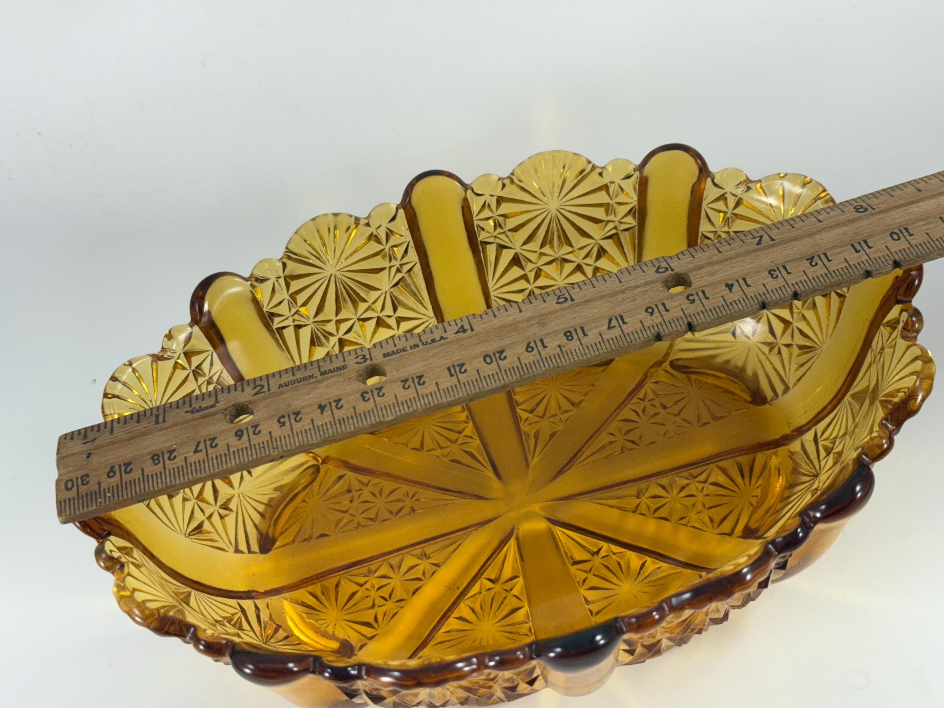 Vintage Amber Colored Glass Fenton Old Virginia Glass Scalloped