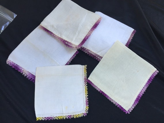 Set of 5 Antique/Vintage Off White/White Linen La… - image 2