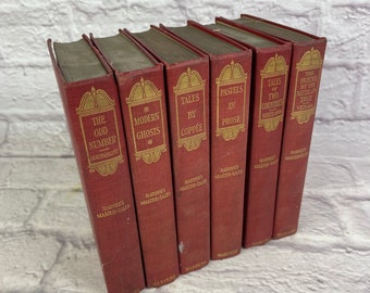 Set of 6 Harper's Master Tales Antique Vintage Red Hardback Books 1800's