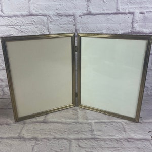 Vintage Goldtone Metal 8 x 10 Bifold Hinged Picture Frames