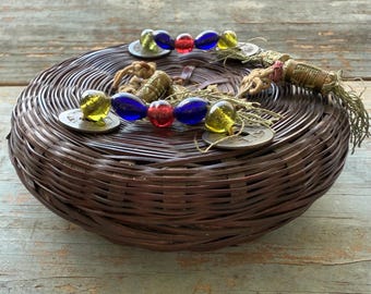 Cesto Da Cucito Extra Large Vintage Floreale – Organizzatore Per Aghi, Filo E Forniture, Con Puntaspilli E Vassoi Rimovibili