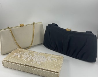 Trio of Vintage Evening Bags, Handbags, Purses Great for Dress Up