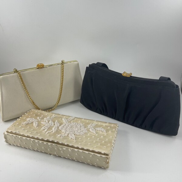 Trio of Vintage Evening Bags, Handbags, Purses Great for Dress Up