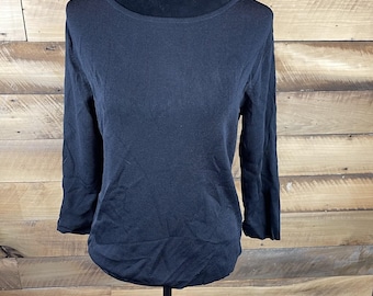 Blusa Pendleton negra de rayón y nailon, talla mediana, estilo vintage de los años 90 para mujer.