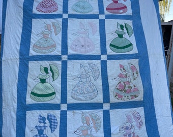 Vintage Girl with Umbrella Applique Cutter Quilt