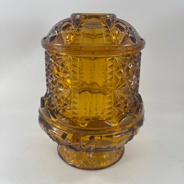 Vintage Amber Glass  Fairy Lamp