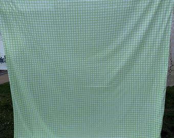 Vintage Green and White Gingham Check Poly Cotton Blend Double Size Full Size Flat Sheet