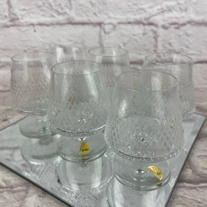 Set of 6 Vintage Crystal SPIEGELAU Stemmed Brandy Glasses Lattice Design