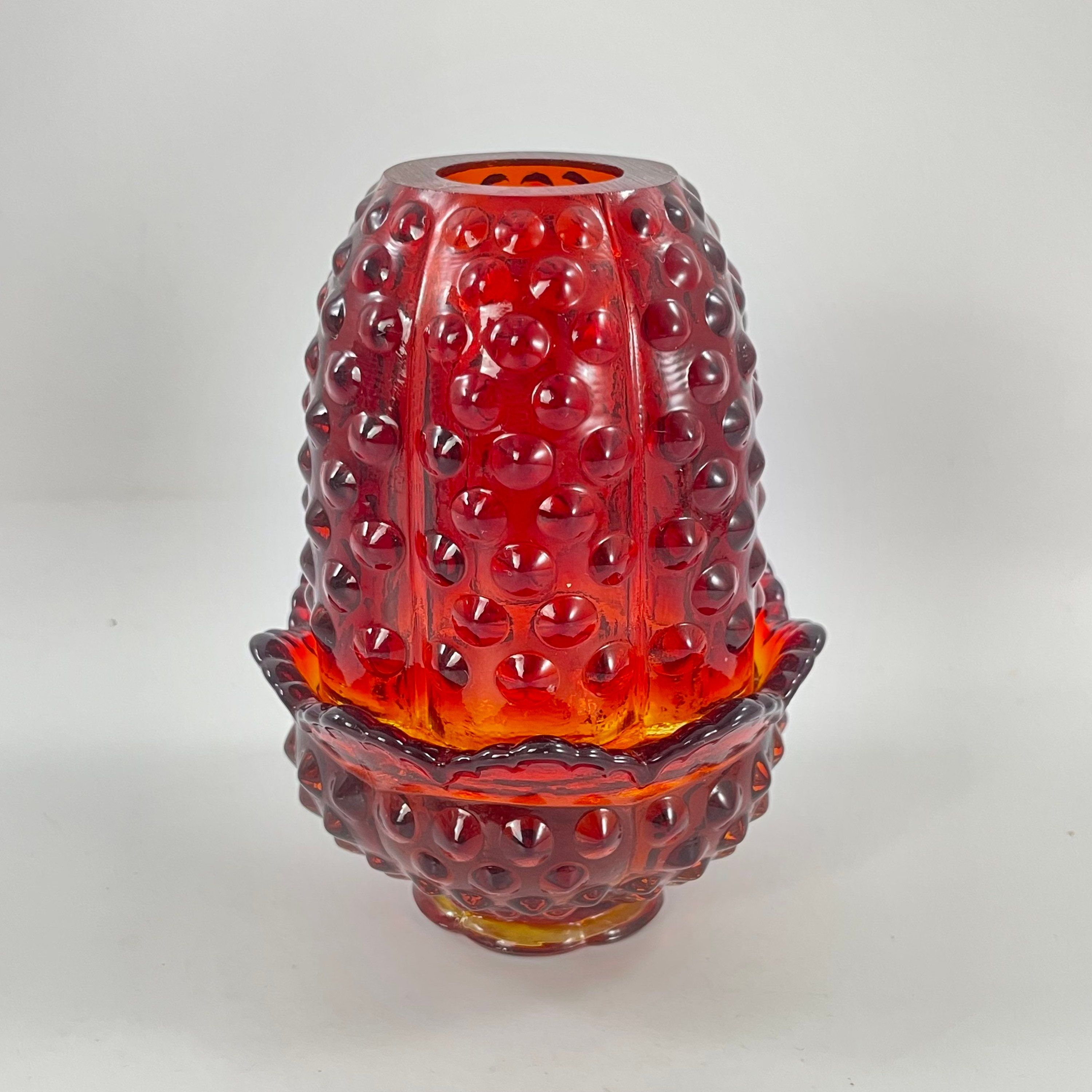 Red Amberina Hobnail 4pc Fairy Lamp Candle Holder Vintage munimoro.gob.pe