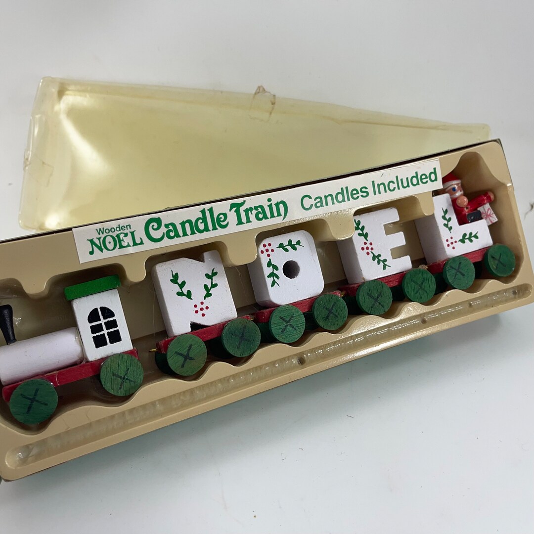 Vintage 1984 Wooden Noel Candle Train Christmas Holiday Decor Etsy