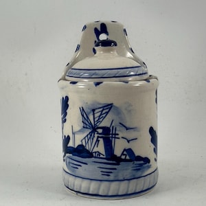 Pot à épices vintage bleu de Delft avec couvercle
