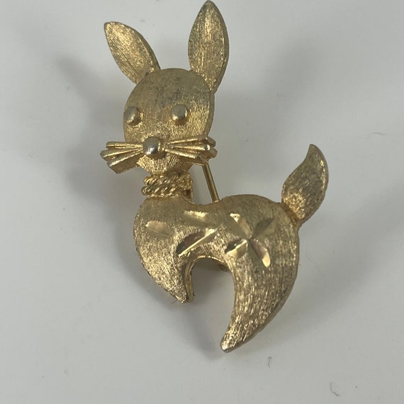 Vintage Mamselle Textured Gold Tone Rabbit Bunny … - image 2