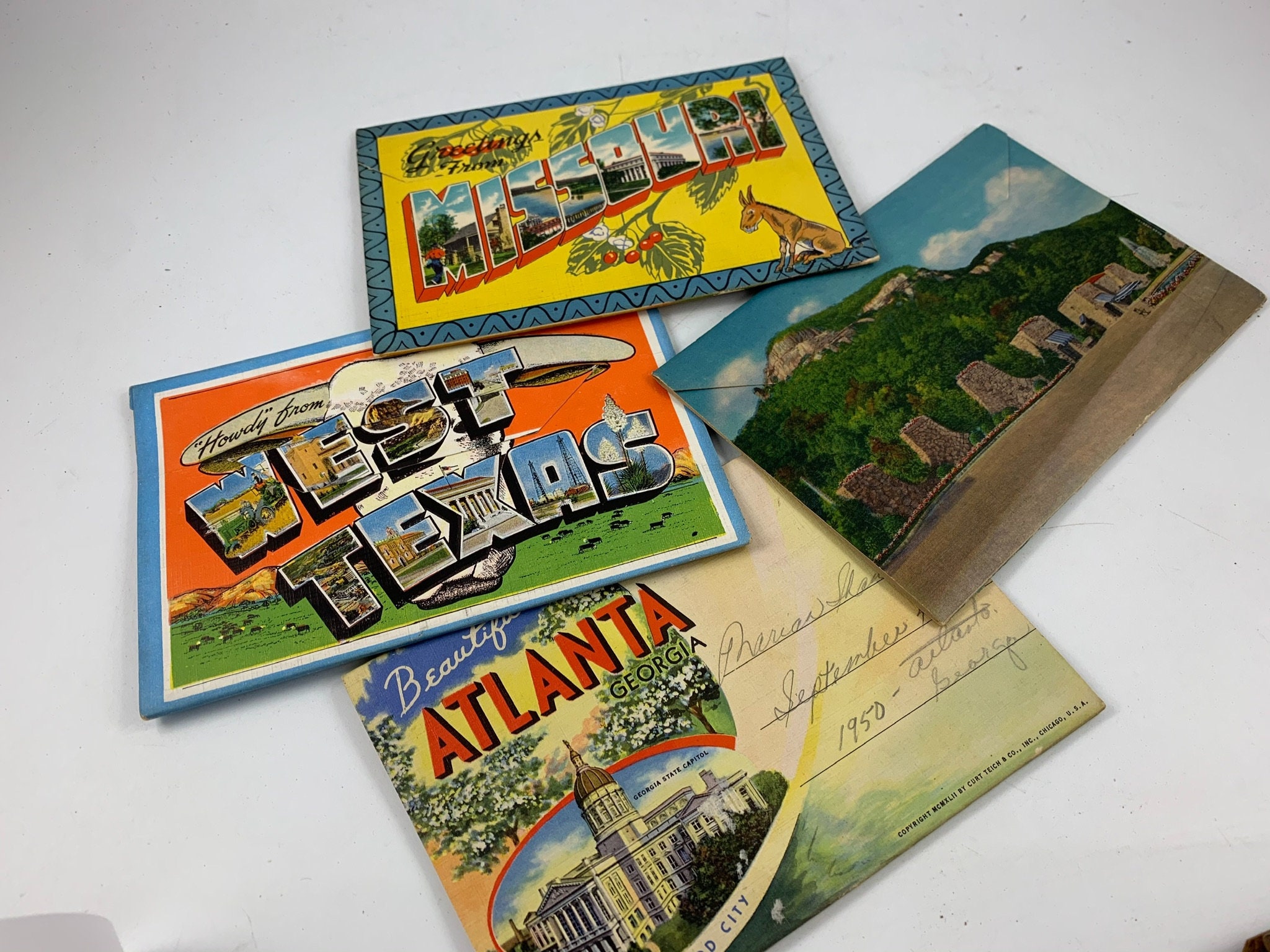 Set of 4 Vintage 1950's Era Souvenir Postcard Booklets From