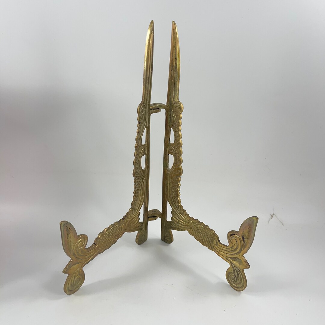 Vintage Solid Brass Easel Display Stand Mini Plate Stand Etsy