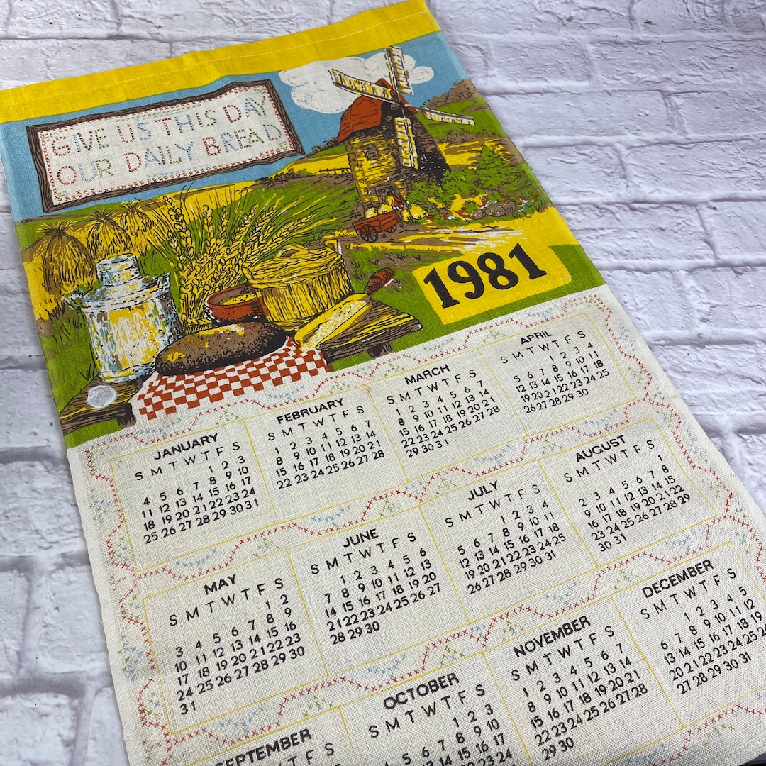 Vintage 1981 Give Us This Day Our Daily Bread Calendar Towel Etsy