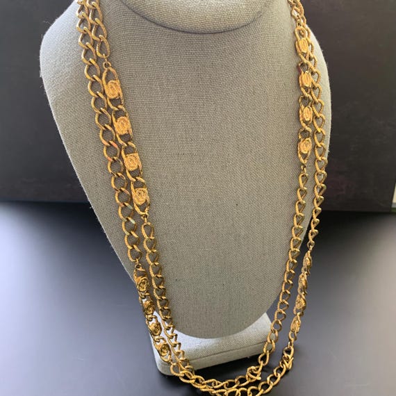 Vintage Goldtone MONET Long Ornate Chain Necklace - Etsy display picture 1