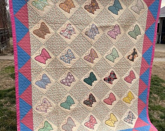 Uitstekende vintage Kentucky gemaakte vlinderquilt met appliqué