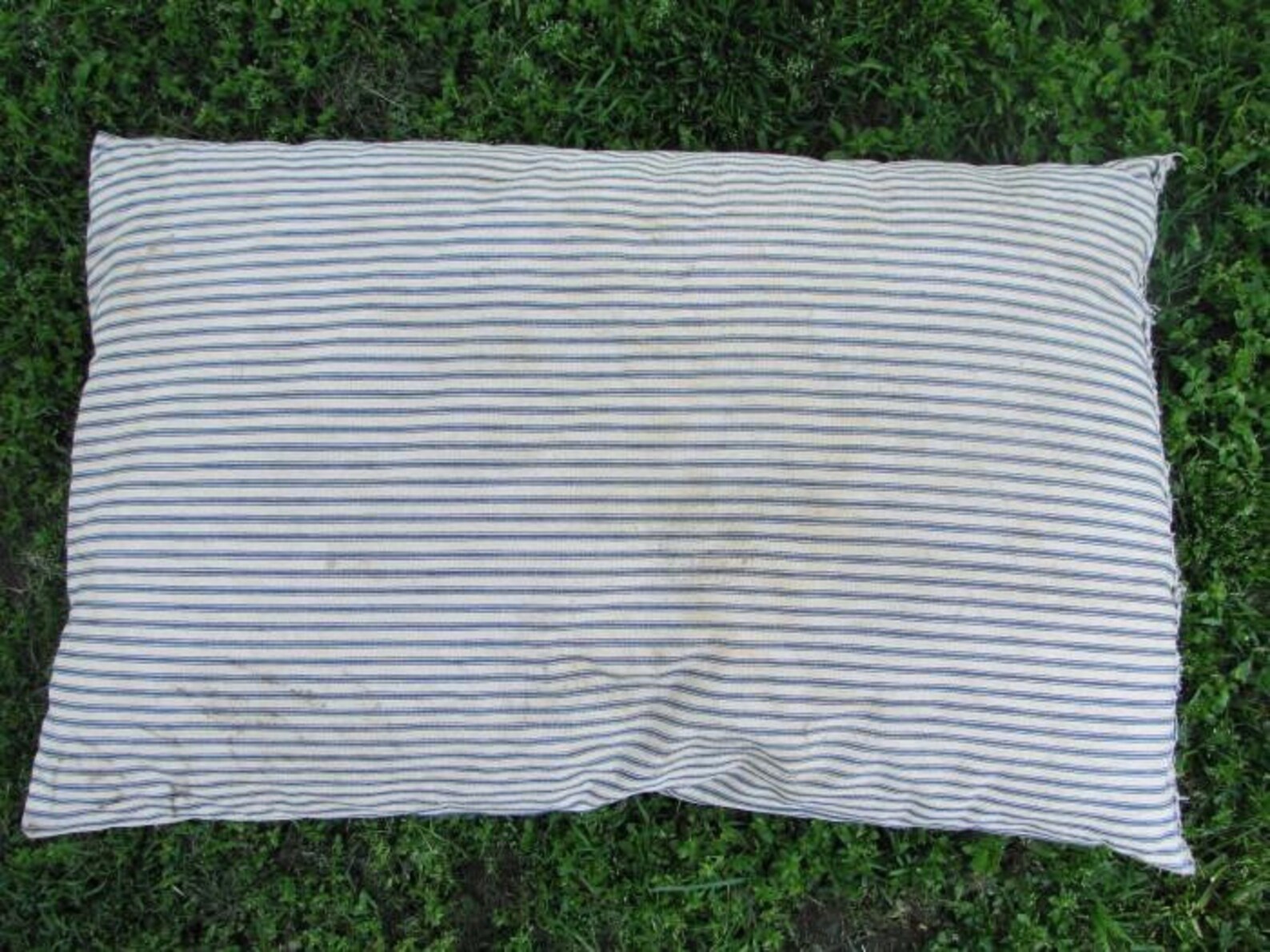 VINTAGE BLUE STRIPED FEATHER PILLOW OLD TICKING COUNTRY Etsy