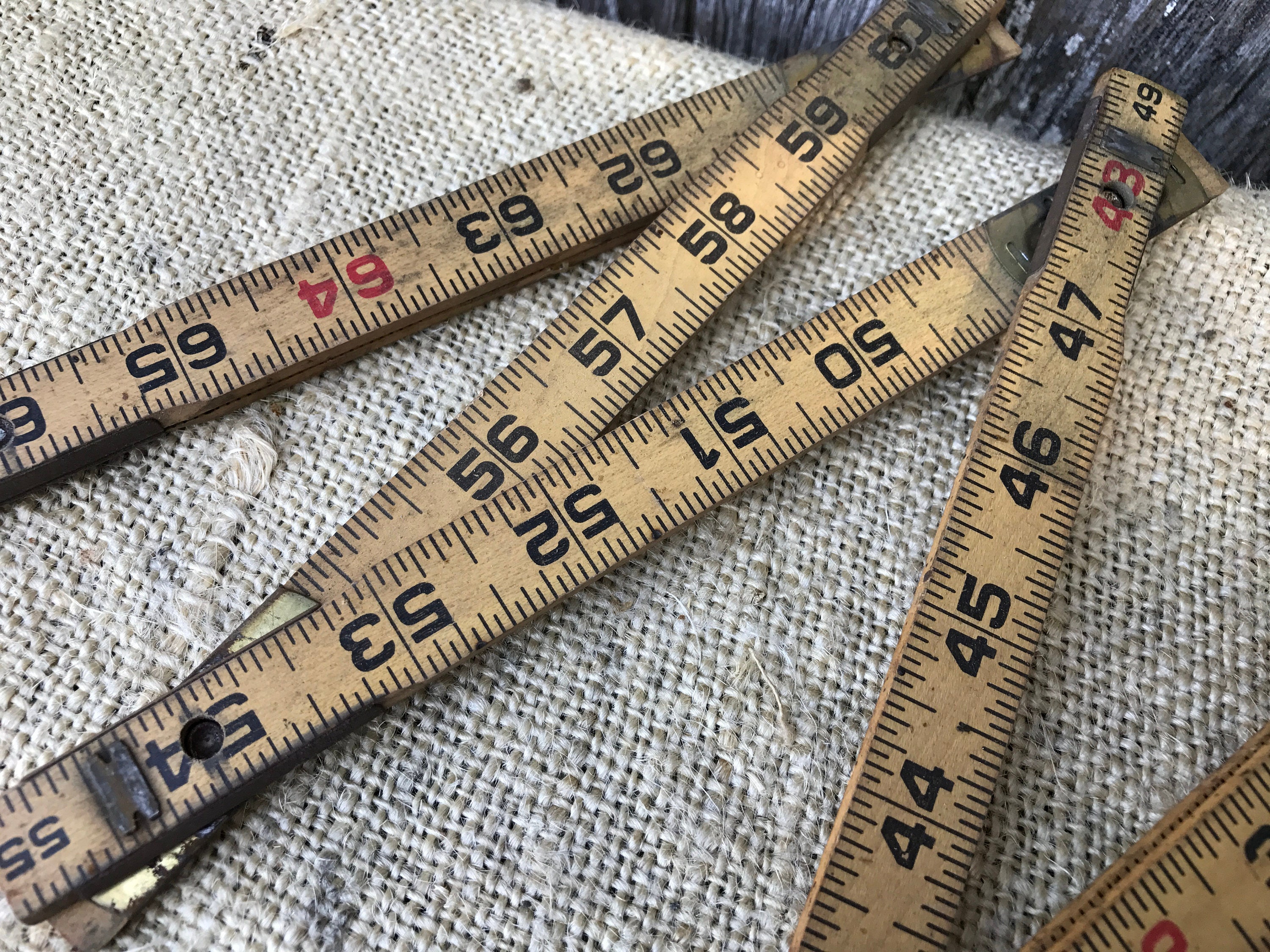 Vintage Old Wood Lufkin Folding Tape Measure Extension Ruler Etsy