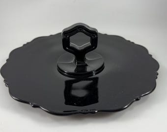 Vintage L.E. Smith Mt. Pleasant Black Amethyst Glass Tidbit Tray