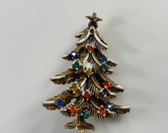 Broche Sapin De Noël Rouge Strass - Acier - Marque CLJ Charles Le Jeune - Belle Finition