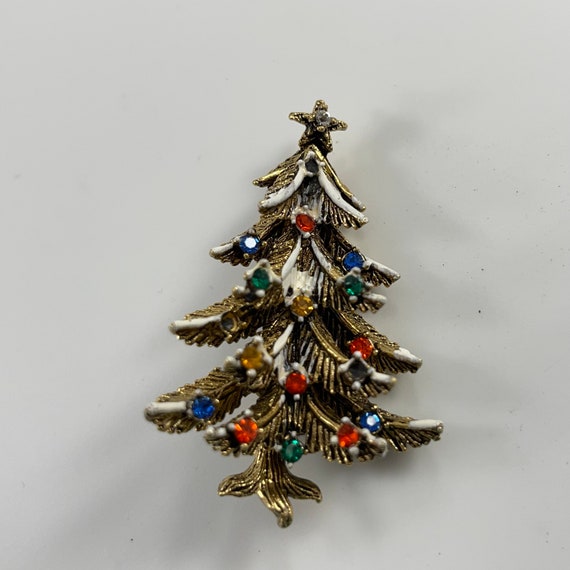 Vintage Designer Signed ART Christmas Tree Brooch… - image 1