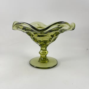 Vintage Imperial Avocade Green Footed Compote