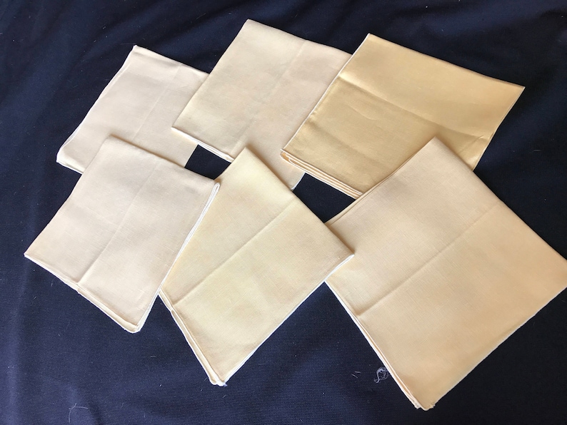 Set of 6 Vintage Yellow Linen Dinner Napkins