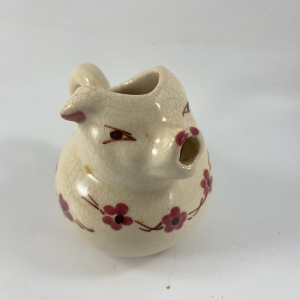 Vintage Rio Hondo Pig Creamer Pitcher with Pink Flowers