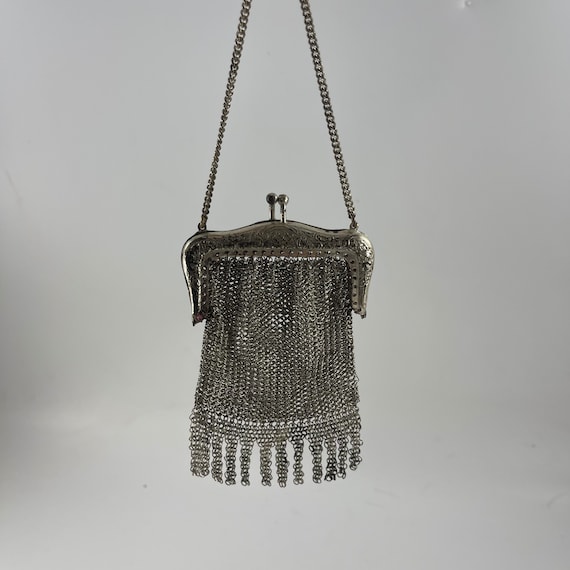 Antique Vintage Child's Silvertone Mesh Purse - image 3