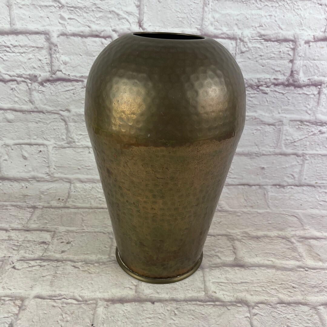 Large Vintage Hammered Brass Ginger Jar Style Vase or Urn Etsy