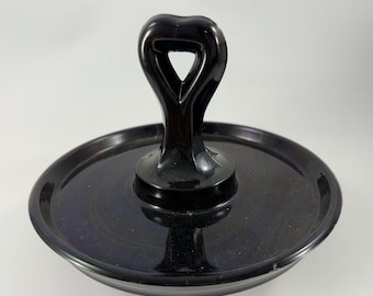 Vintage L.E. Smith Mt. Pleasant Black Amethyst Glass Small Tidbit Tray