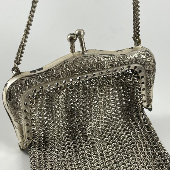 Antique Vintage Child's Silvertone Mesh Purse - image 2