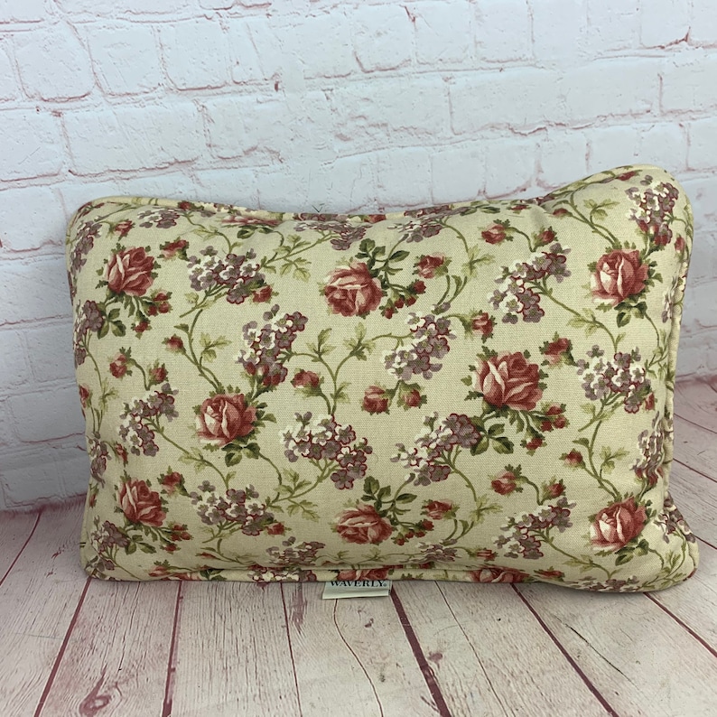 Vintage 1990/'s WAVERLY Pink and Purple Floral Decorative Pillow