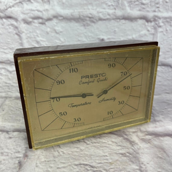 1960s Hanging Brass Temperature Thermometer Gauge