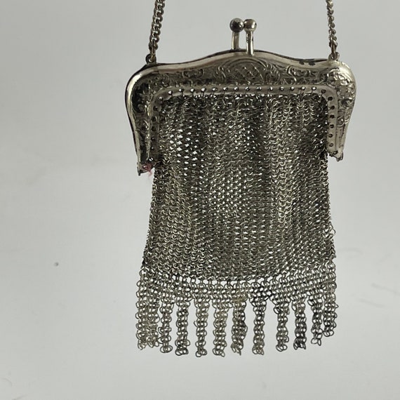 Antique Vintage Child's Silvertone Mesh Purse - image 7