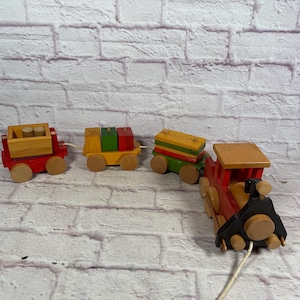 Vintage Wooden Toy Train Set