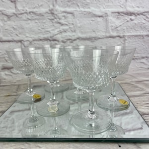 Set of 6 Vintage Crystal SPIEGELAU Stemmed WineGlasses Lattice Design