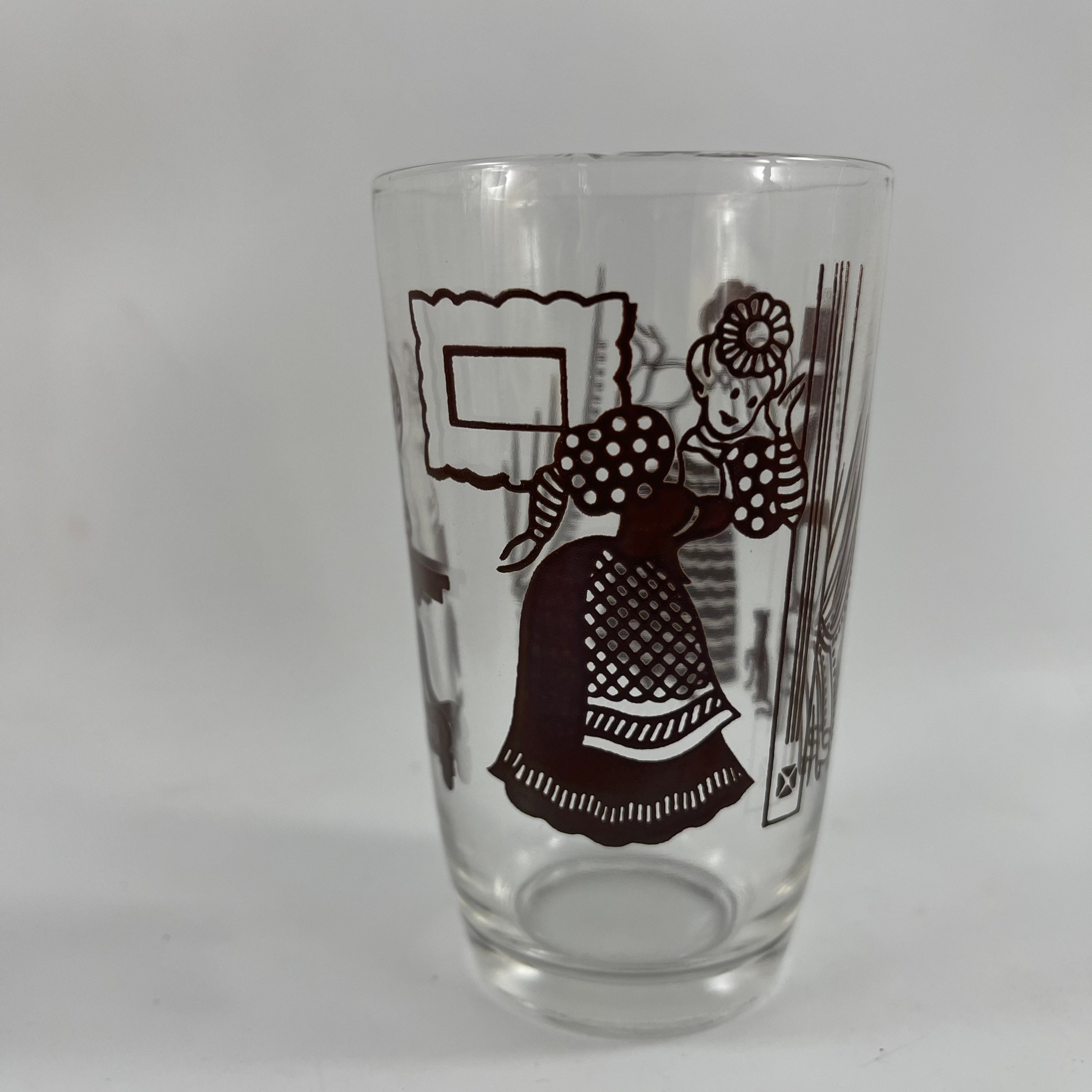 Vintage SWANKY SWIG 1950's Era Juice Glass With Brown Whimsical Women ...