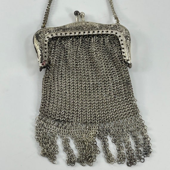 Antique Vintage Child's Silvertone Mesh Purse - image 8