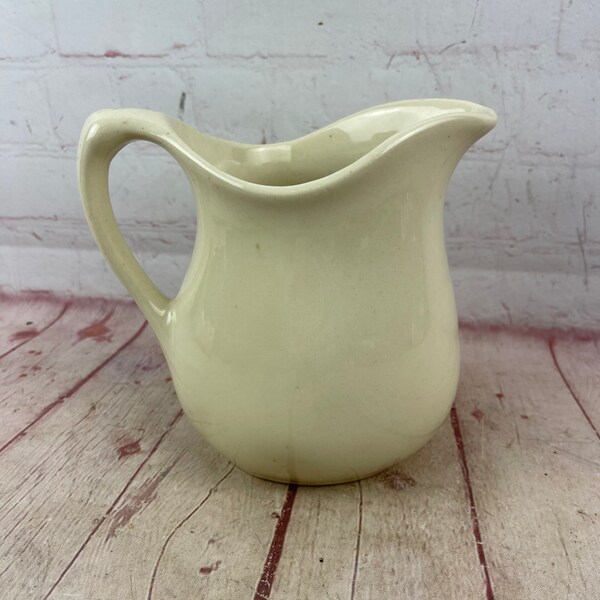 Vintage Creamy Off White Taupe Stoneware Pitcher Milk Pitcher