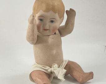 Vintage Nippon Bisque and Paper Mache Doll with Moveable Arms and Legs