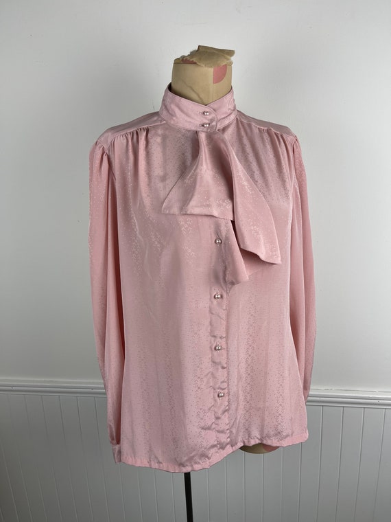 Vintage 1970’s Era Pink Silky Polyester Secretary… - image 1