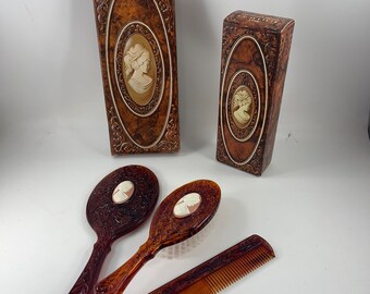 Vintage AVON Cameo Comb, Brush and Mirror Original Boxes