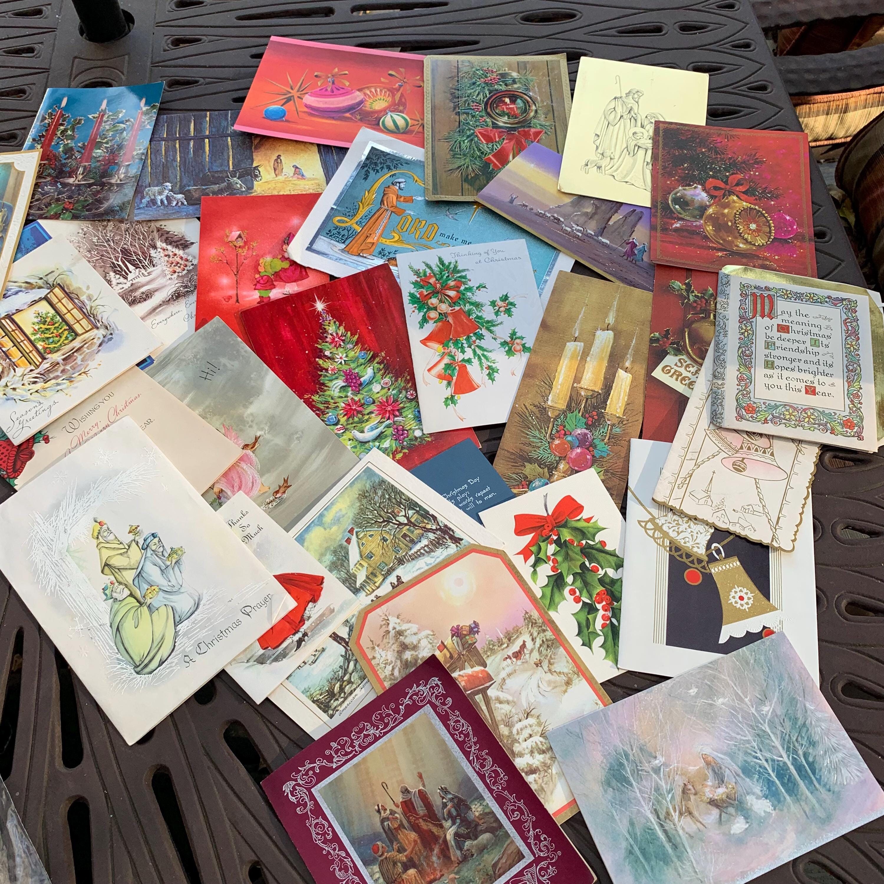 Lot of 30 Used Vintage Christmas Cards Great for Repurposing