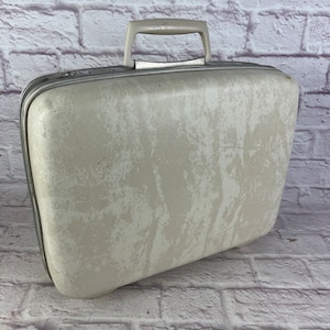 Vintage 1970er Jahre Ära Samsonite Marmorized Off White, Ivory Kleiner Koffer Übernacht Koffer Gepäck