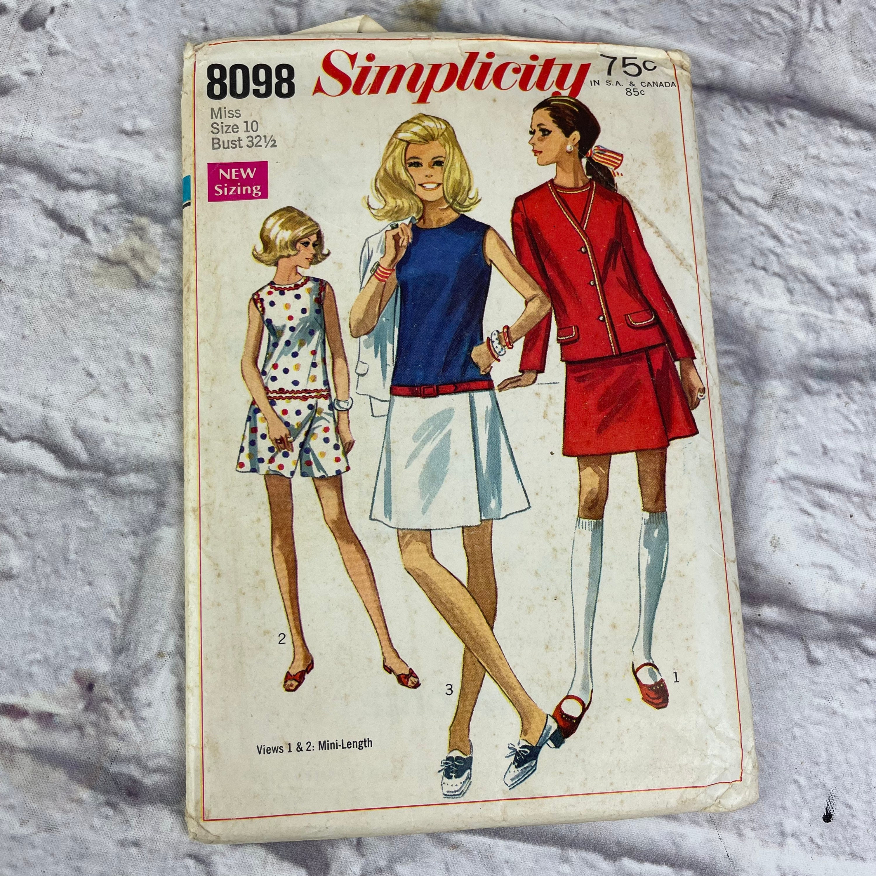 Vintage 1969 Simplicity #8098 Uncut Pattern for Misses Size 10 Culotte ...