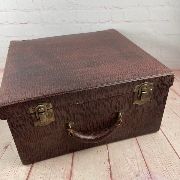 Vintage Cardboard Suitcase Faux Gator Look
