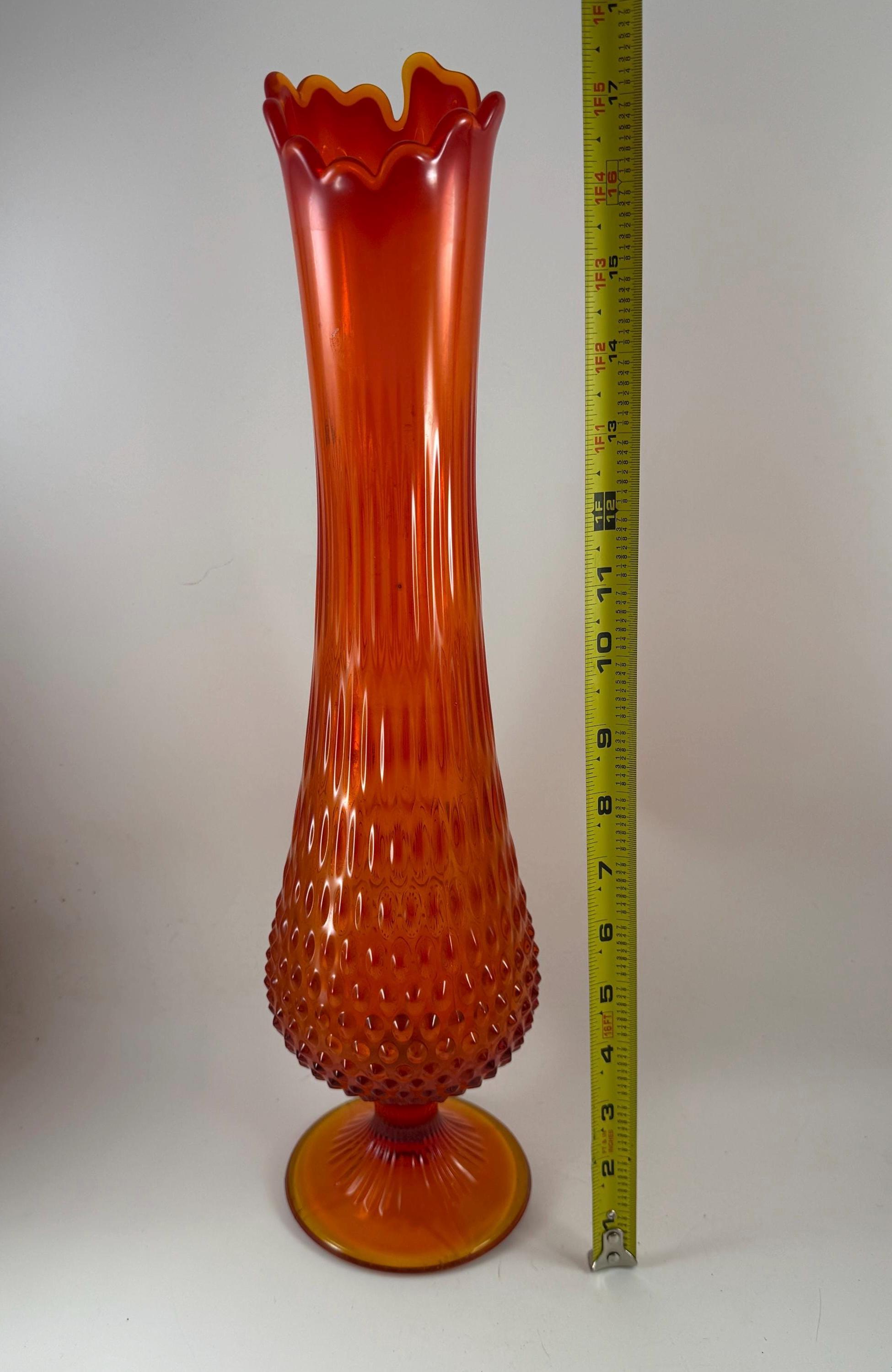 フェントン ヴィンテージ ホブネイル クランベリーガラス花瓶