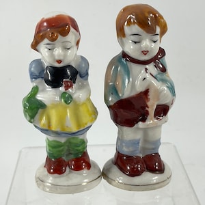 Pair of Vintage Small Boy and Girl Figurines JAPAN